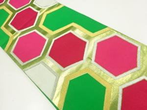 アンティーク　亀甲繋ぎ模様織出し袋帯（材料）